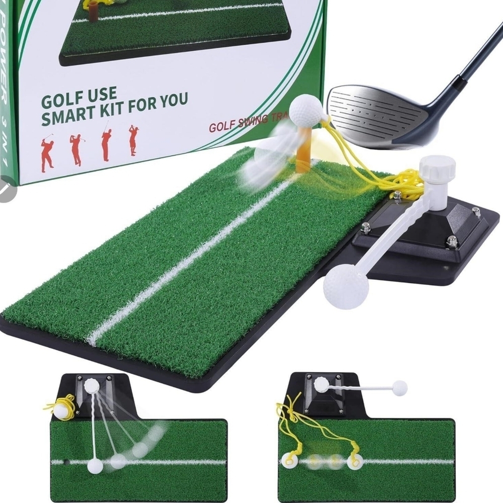 3-n-1 Golf Swing Trainer with Green Turf
